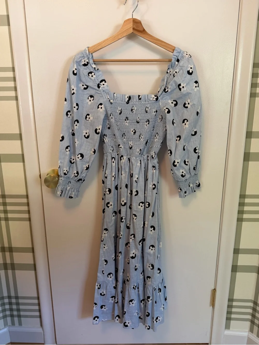 kate spade Light Blue Smocked Midi Dress with Panda Print